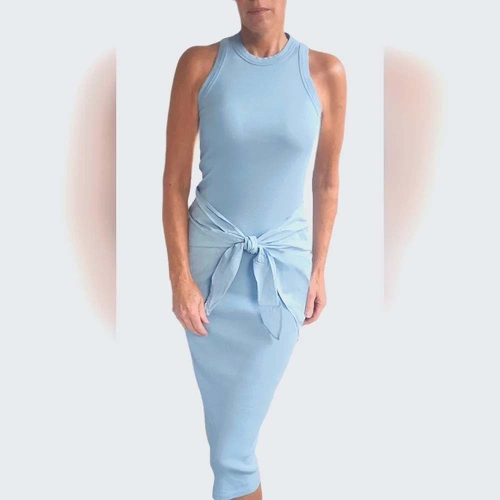 🎁SPECIAL🎁VERONICA BEARD Odeon Layered Ribbed Stretch Midi Dress - Picture 2 of 11